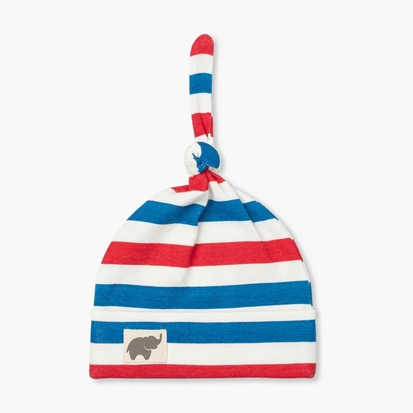 M+A by Monica + Andy Baby First Hello Blanket + Cap Organic Set, Red White Blue - Picture 7 of 12